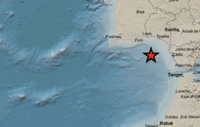 Ubicación de uno de los terremotos de la provincia de Cádiz. 