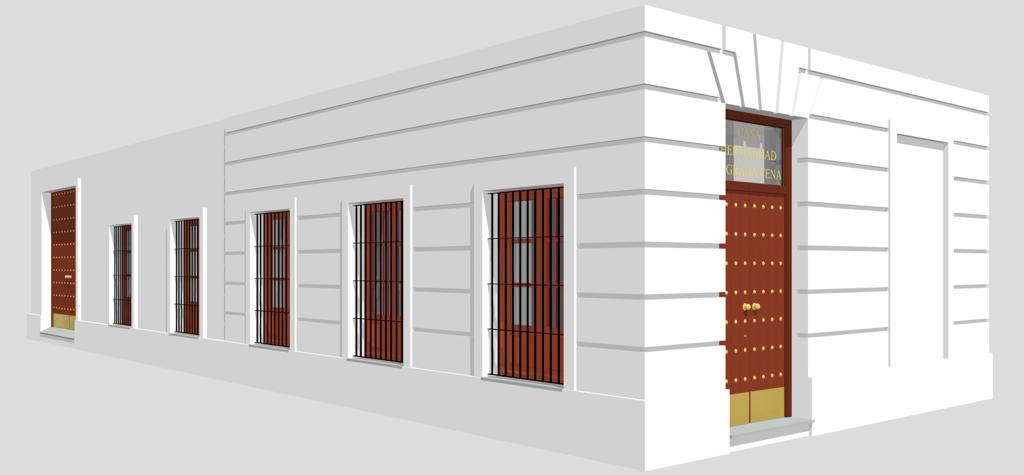 Diseño del arquitecto de la fachada principal de la futura casa de la Hermandad de la Cena.
