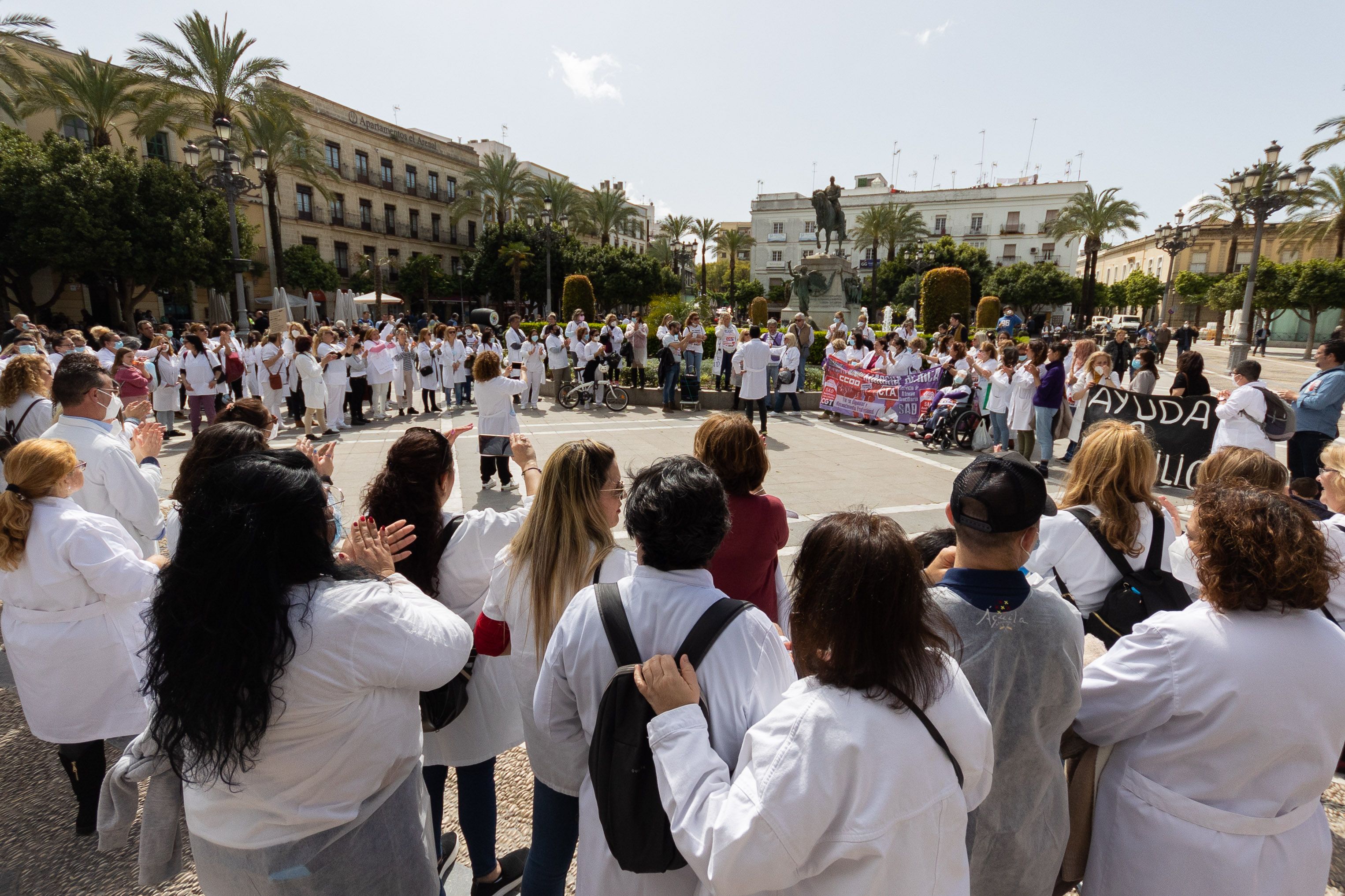 Una protesta reciente de trabajadoras de ayuda a domicilio.