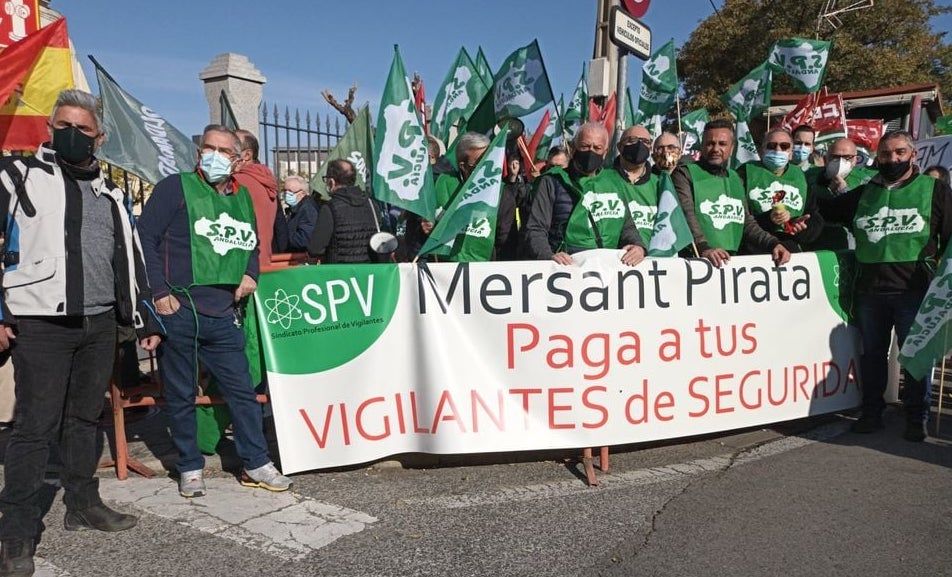 Una protesta de vigilantes de seguridad.