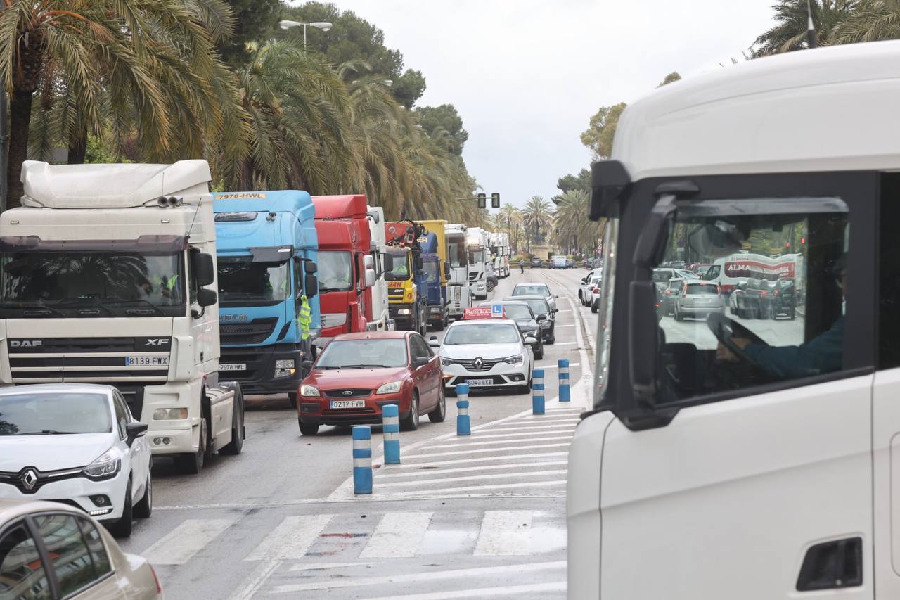 Huelga del transporte Jerez, en marzo pasado.