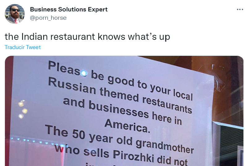 El restaurante indio que pide solidaridad con los comercios rusos.