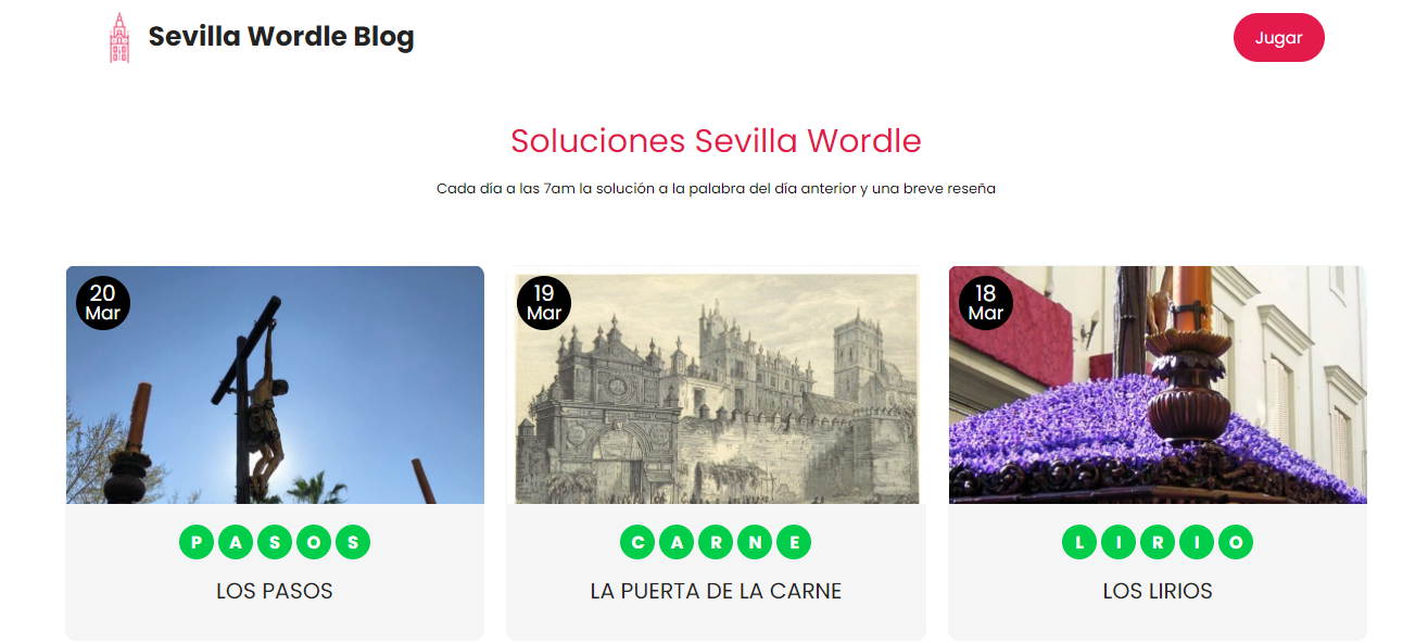 Aspecto de la portada del blog.