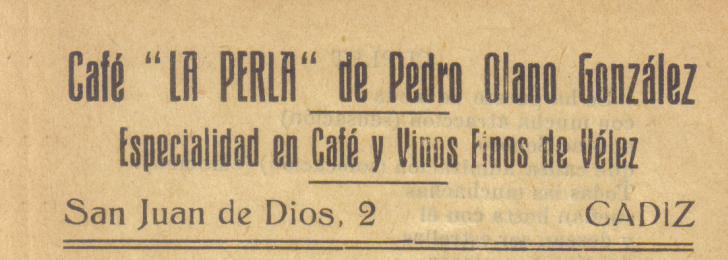 Anuncio del bar 'La Perla' en 1933.
