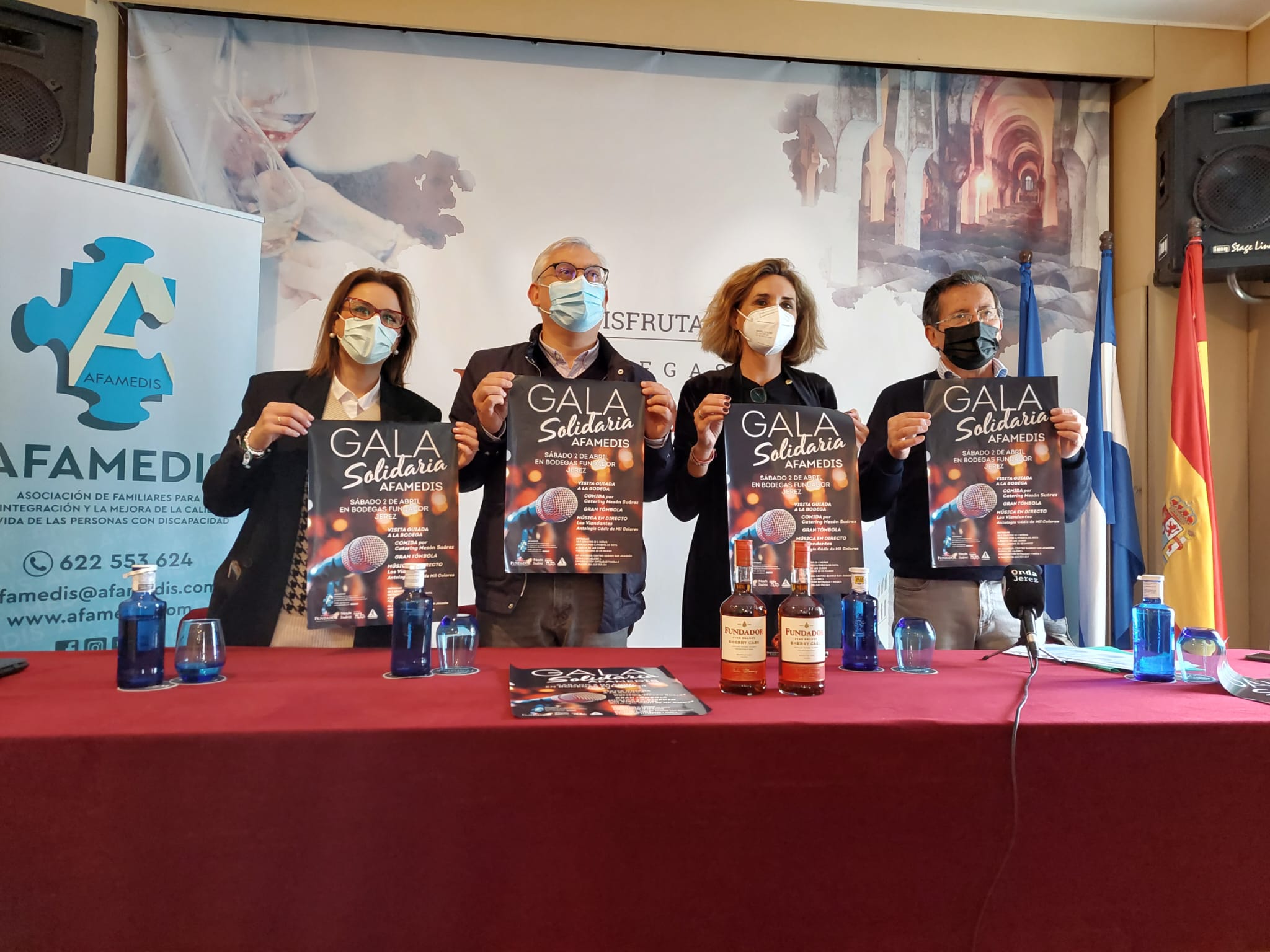 Presentación de la VI Gala Solidaria Afamedis en Bodegas Fundador en Jerez.