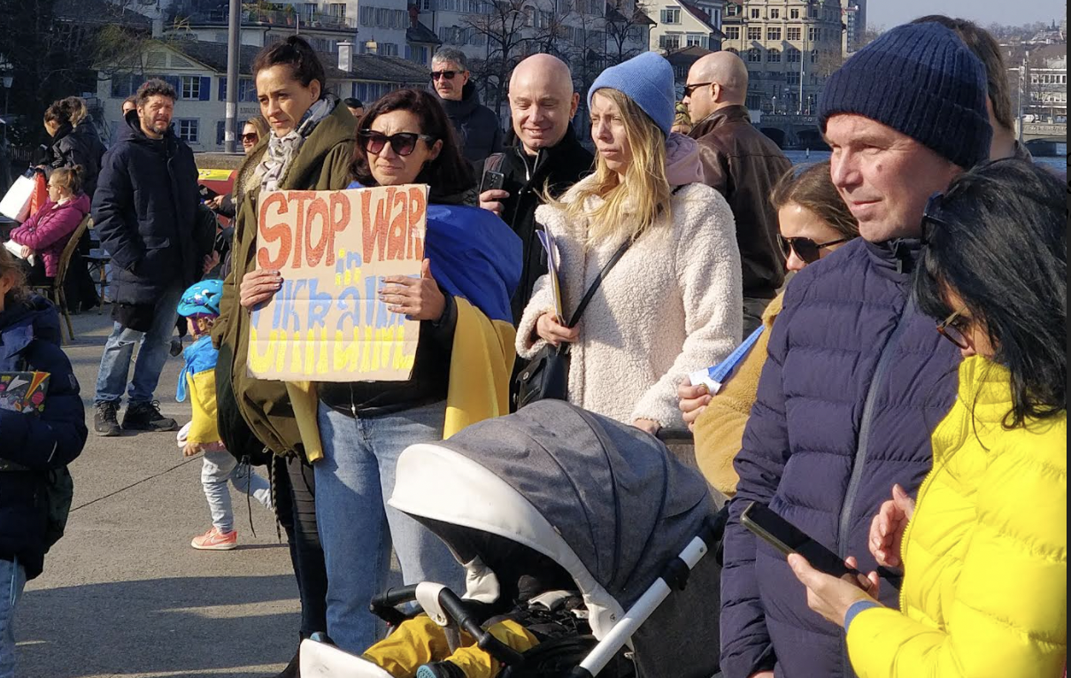 Manifestación de ucranianos en Zürich contra la guerra, el pasado 19 de marzo.