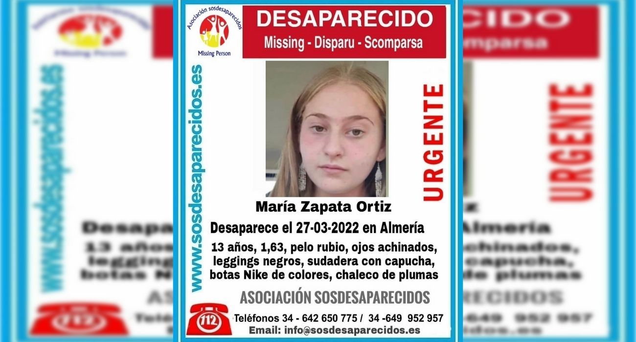 La Policía Nacional está buscando a María Zapata Ortiz, una de las jóvenes desaparecidas en Almería, y a su amiga.