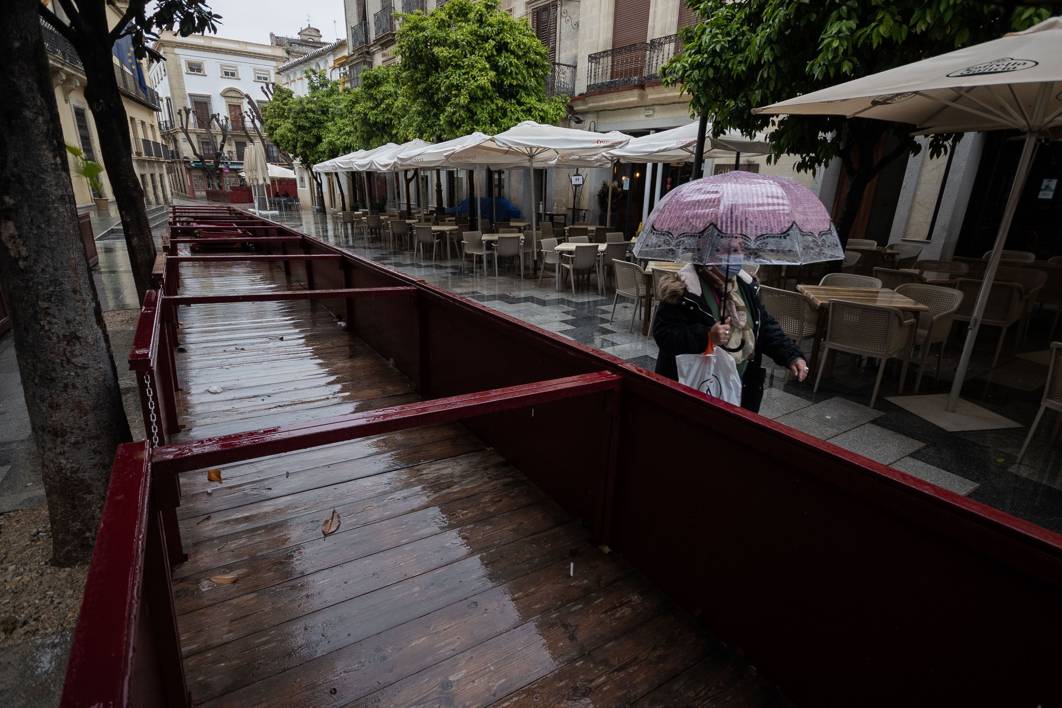 Imagen de un día de lluvia en la Semana Santa de Jerez.