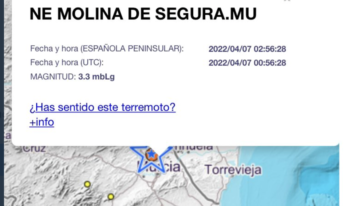 Un terremoto de 3,3 grados de magnitud sacude Murcia.
