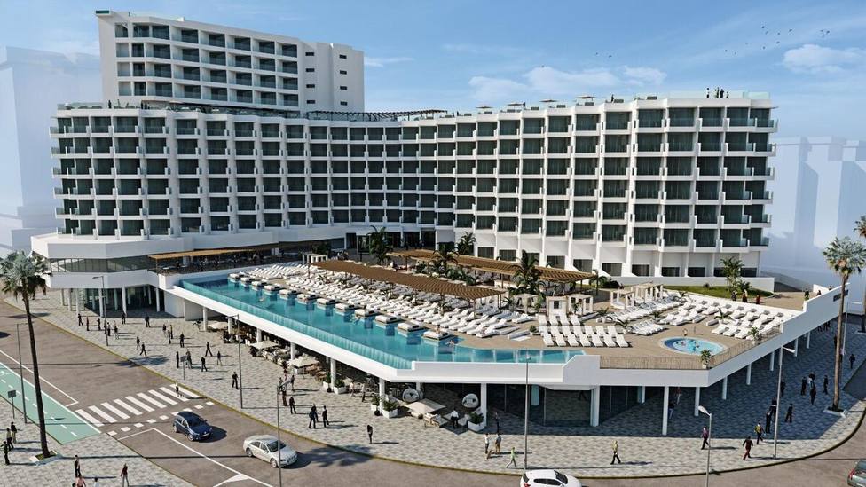 'Render' de cómo será el nuevo complejo hotelero y comercial Tiempo Libre en Cádiz.