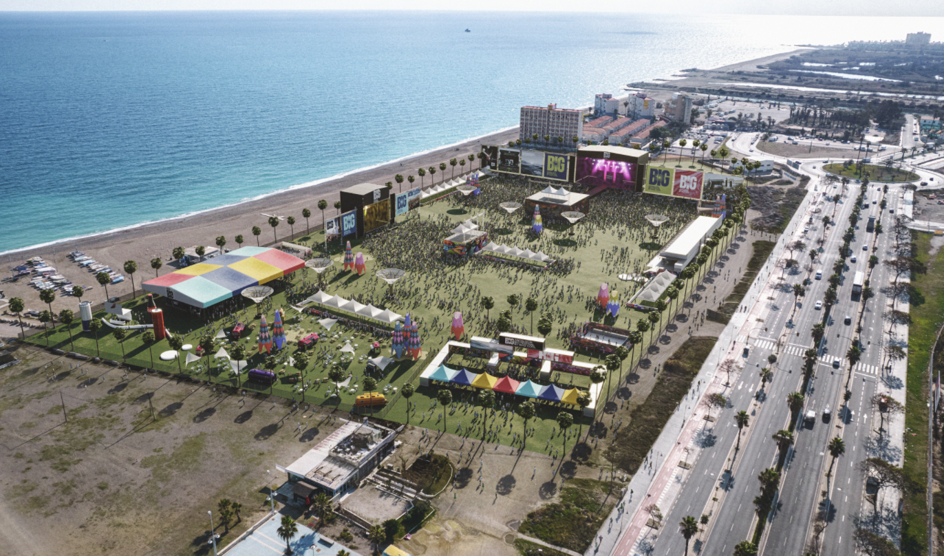 Recreación del recinto junto a la playa de Sacaba, en Málaga, que albergará el Andalucía Big Festival en septiembre.