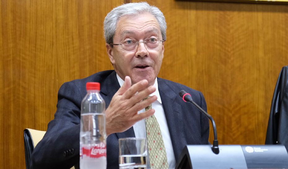 El consejero Rogelio Velasco, durante una comparecencia ante la comisión parlamentaria de Economía.