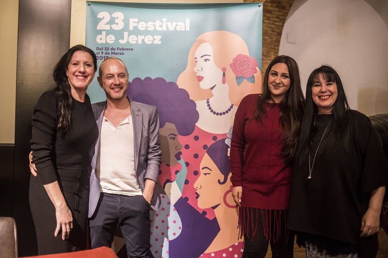 María Pagés, Manuel Betanzos, Lela Soto y Mónica Morra, tras la rueda de prensa. FOTO: FESTIVAL DE JEREZ