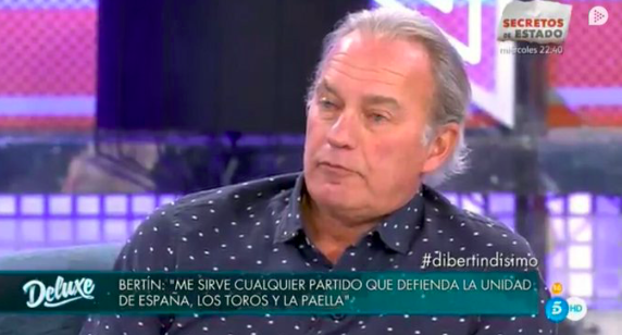 Bertín Osborne durante una entrevista en Sálvame Deluxe. Bertín Osborne durante una entrevista en Sálvame Deluxe.