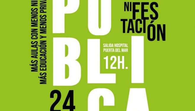 Cartel de la manifestación convocada por Marea Verde para el próximo día 24 en Cádiz.