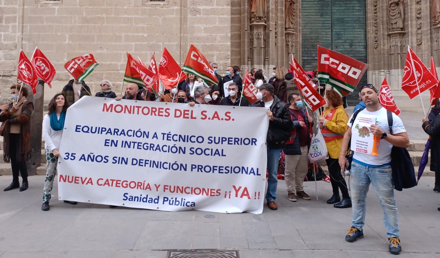 Monitores ocupacionales de salud mental del SAS, en una protesta reciente.