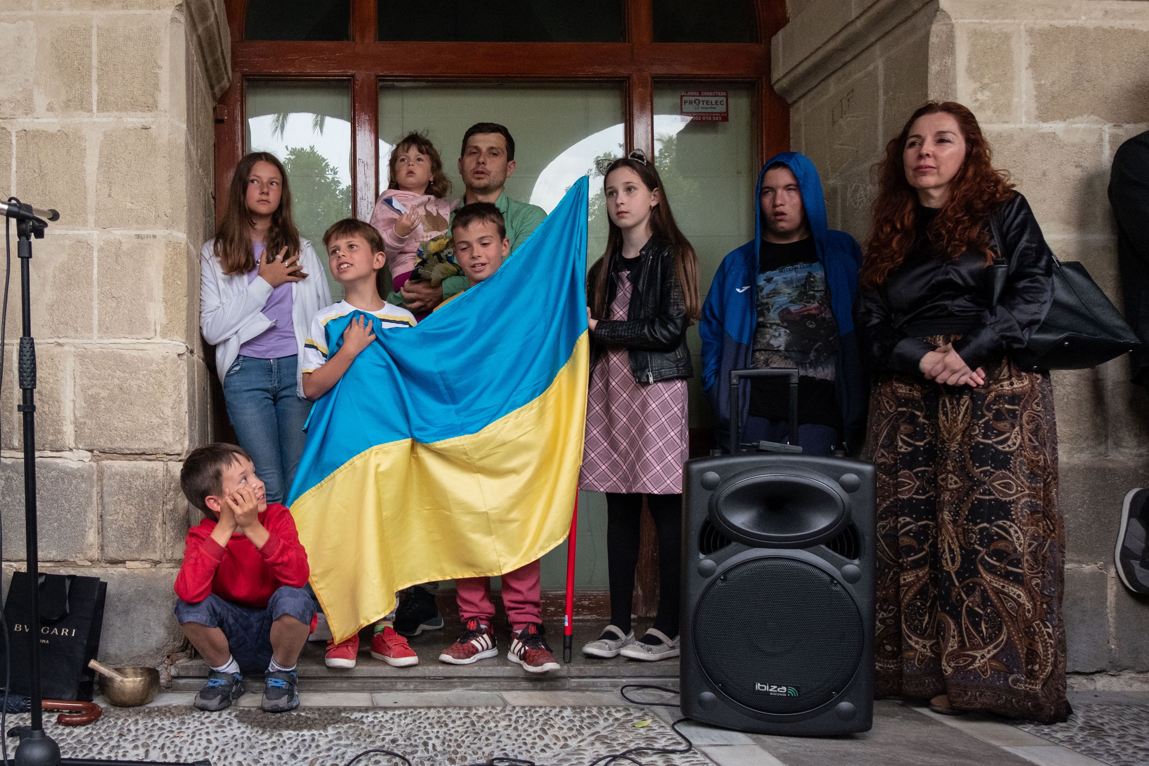 La guerra de Ucrania. Refugiados ucranianos en un acto a favor de su país celebrado en Jerez hace unos meses.