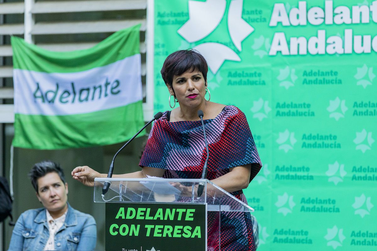 Teresa Rodríguez en un acto reciente en Cádiz para presentar la lista electoral.