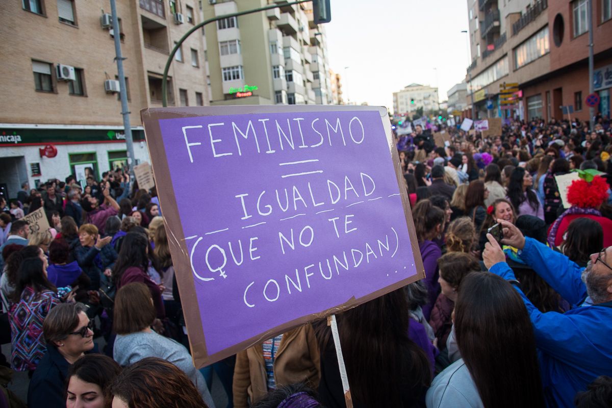 Un momento de la manifestación feminista del 8M de 2019 en Jerez.  