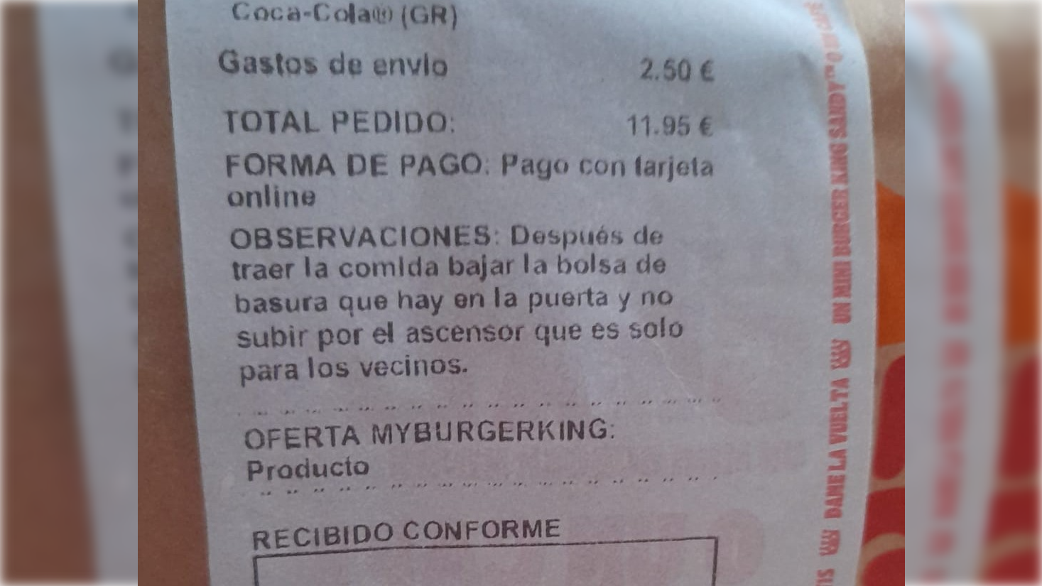 Ticket pedido del Burger King 16x9