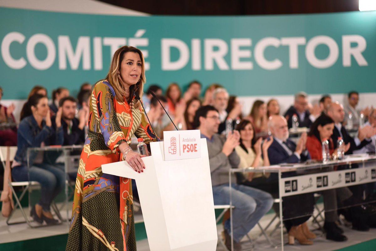 Susana Díaz, durante el comité director del PSOE. FOTO: Susana Díaz (Twitter)