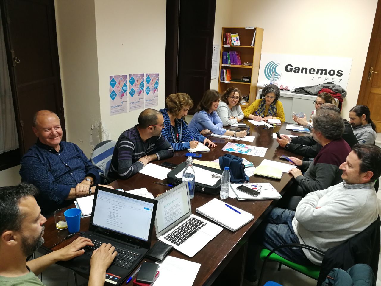 Una reunión de Ganemos Jerez la pasada legislatura en su grupo municipal.