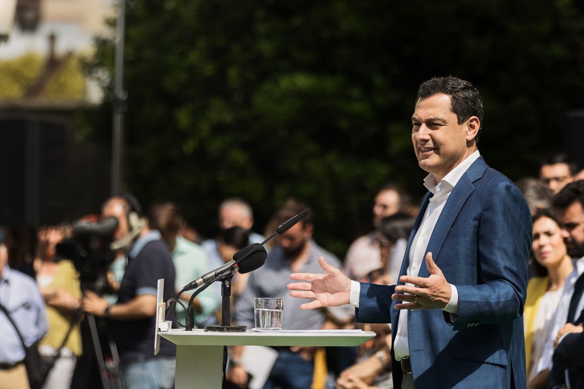 Juan Manuel Moreno en un acto en Jerez.