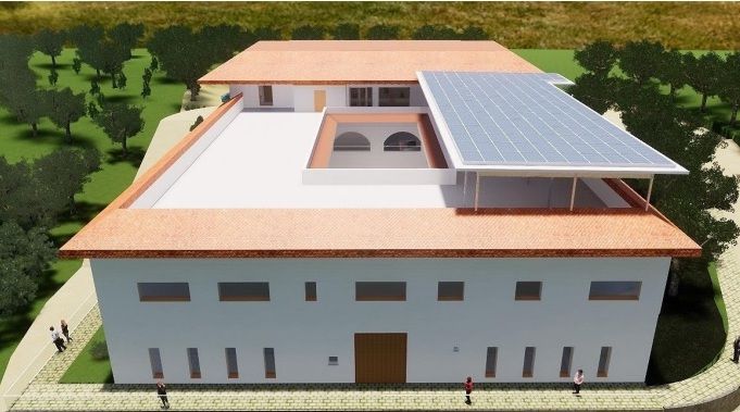 Uno de los edificios del glamping proyectado en Patría.
