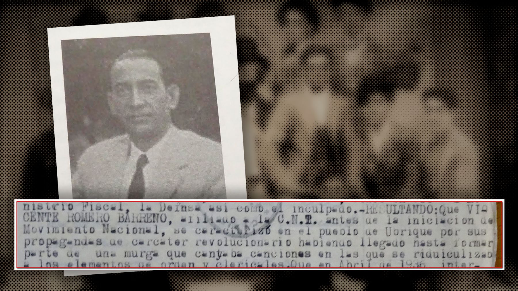 Vicente Romero Barreno 'Carnaval'. Fuente: Archivo del Juzgado de Ubrique. Publicada en el libro 'Después del olvido' (2006) de Fernando Sígler.