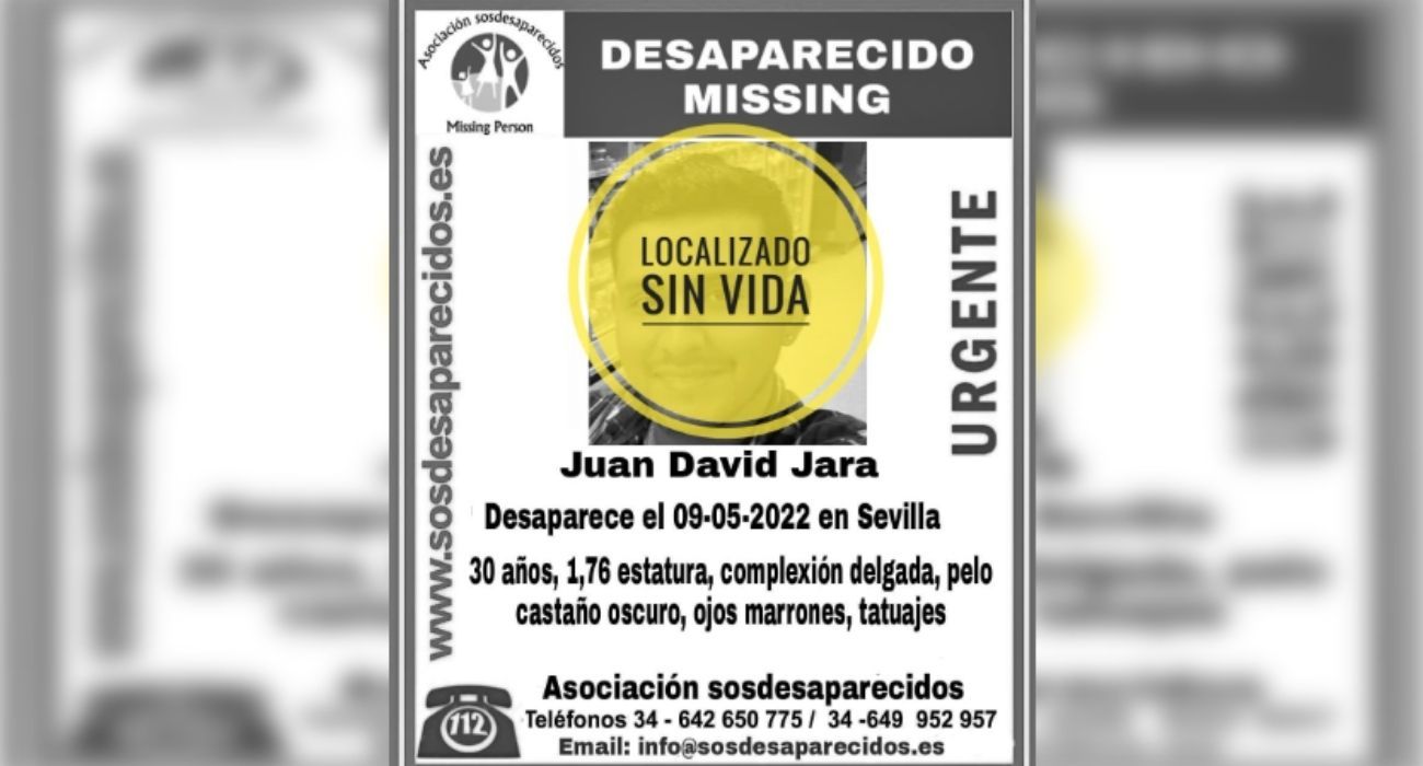 El cartel de búsqueda del joven sevillano que ha aparecido muerto. El cartel de búsqueda del joven sevillano que ha aparecido muerto.