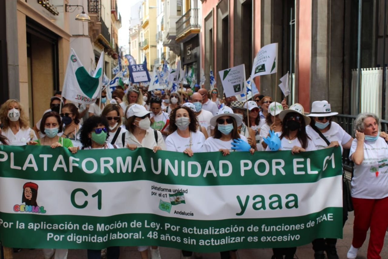 Manifestación de profesionales de la enfermería en Andalucía.