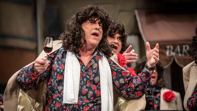 El Selu, en un momento del COAC 2019, con su chirigota Los Quemasangre.