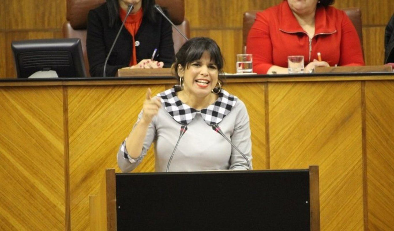 Teresa Rodríguez, portavoz de Adelante Andalucía, en el Parlamento Andaluz.