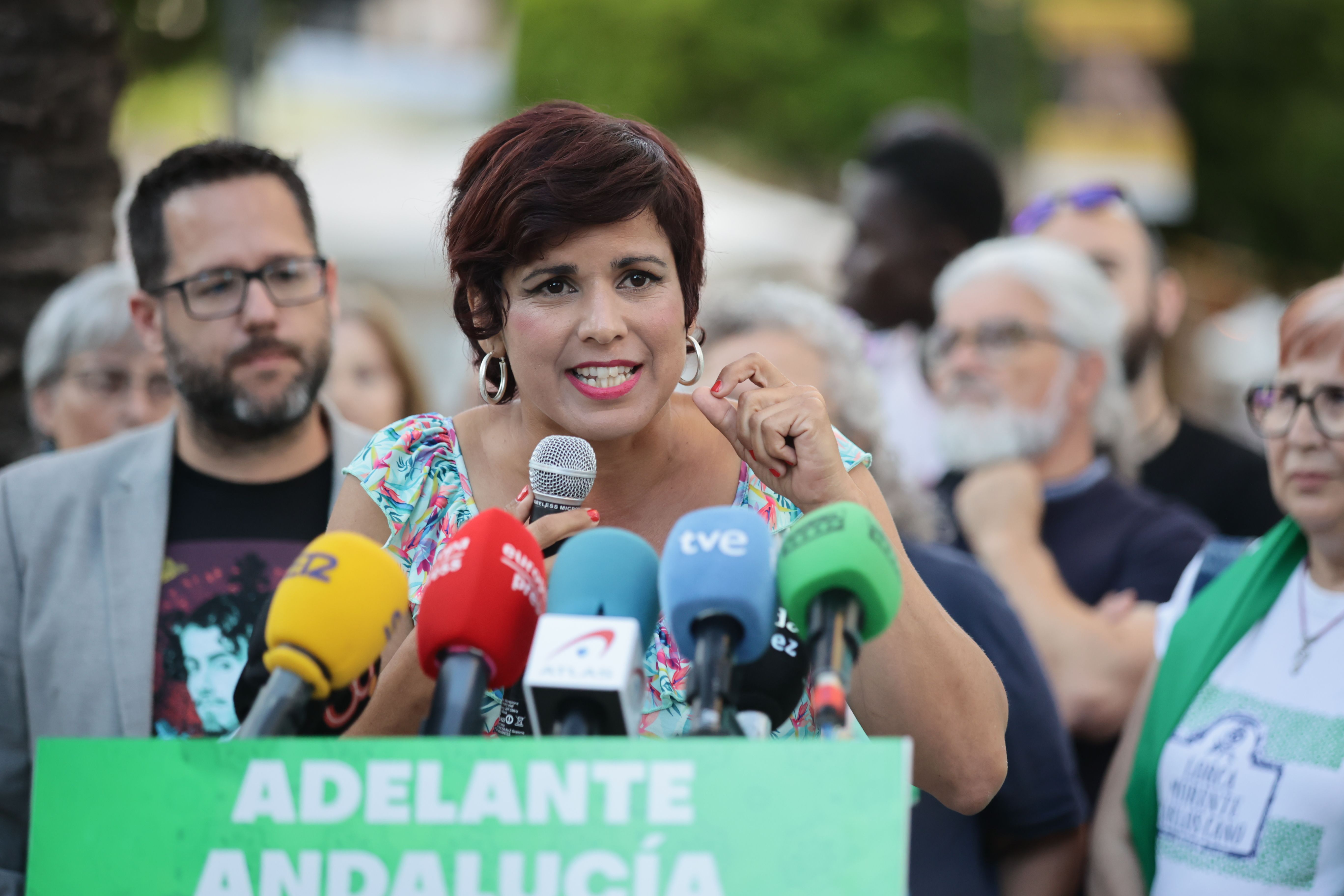 Teresa Rodríguez durante el inicio de campaña en Jerez