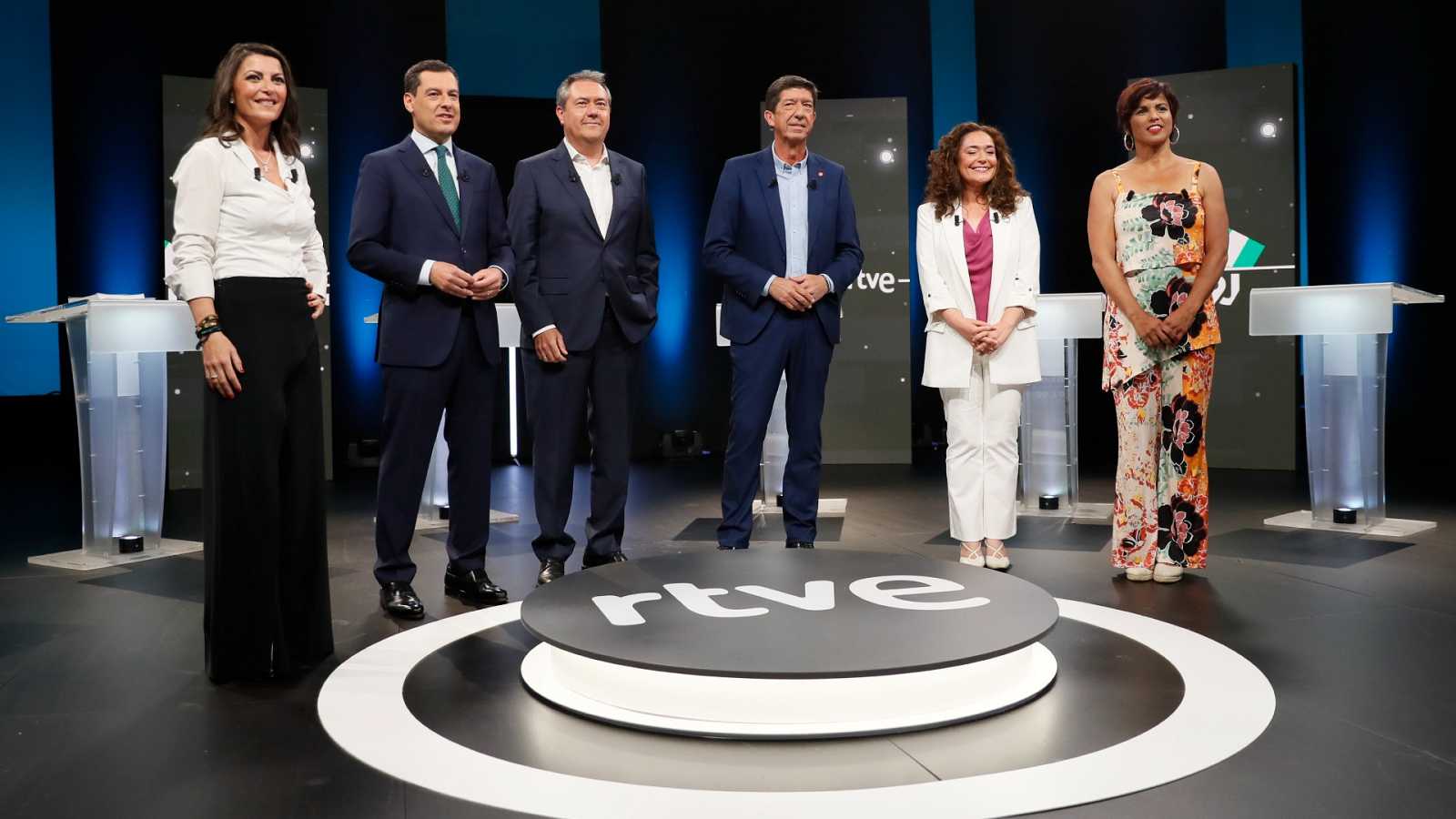 Los candidatos en el primer debate de las elecciones andaluzas, organizado por RTVE