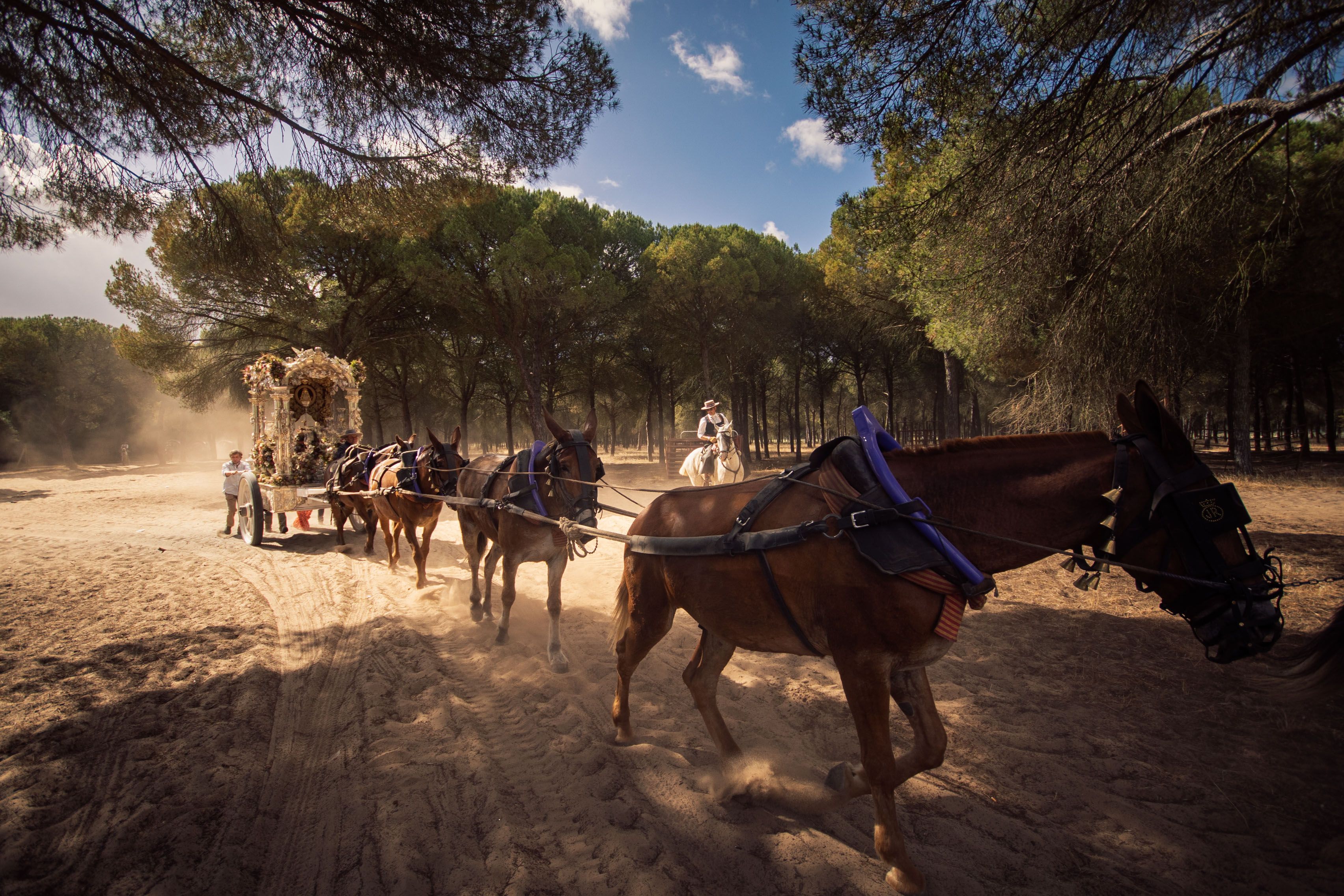 Llegada y ambiente en la aldea del Rocío, en una imagen de archivo. Llegada y ambiente en la aldea del Rocío, en una imagen de archivo.