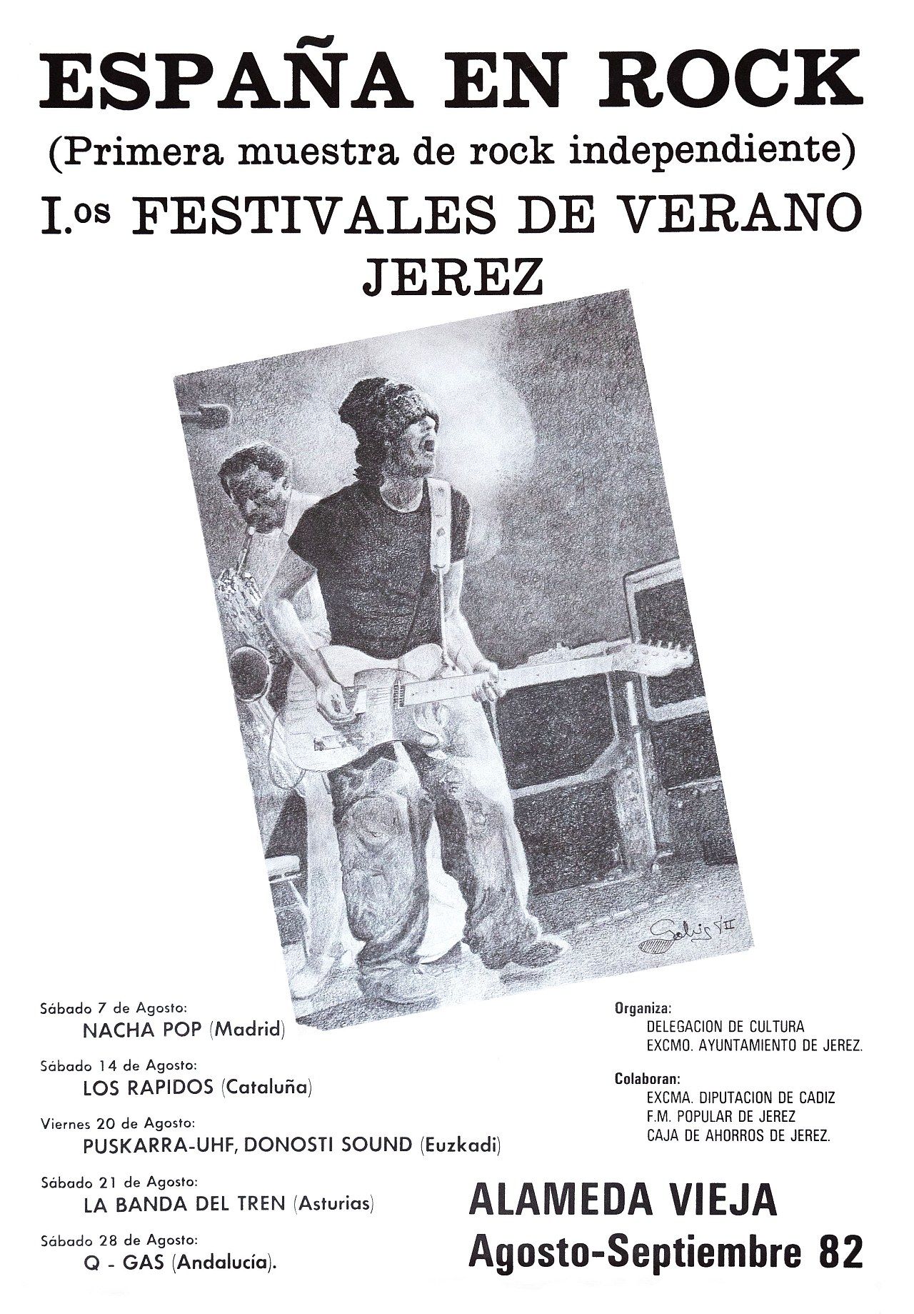 pie cartel anunciador de España en Rock I Festivales de Verano de Jerez 1982