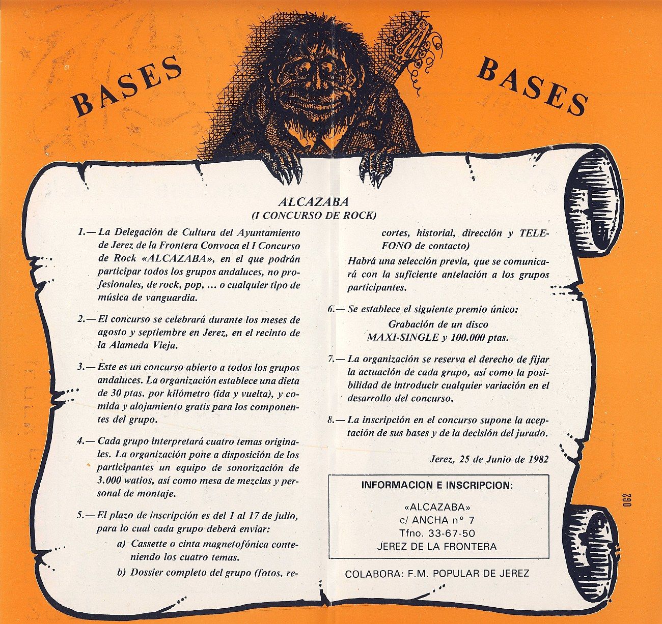 Pie Bases dei I Concurso de Rock Alcazaba, 1982