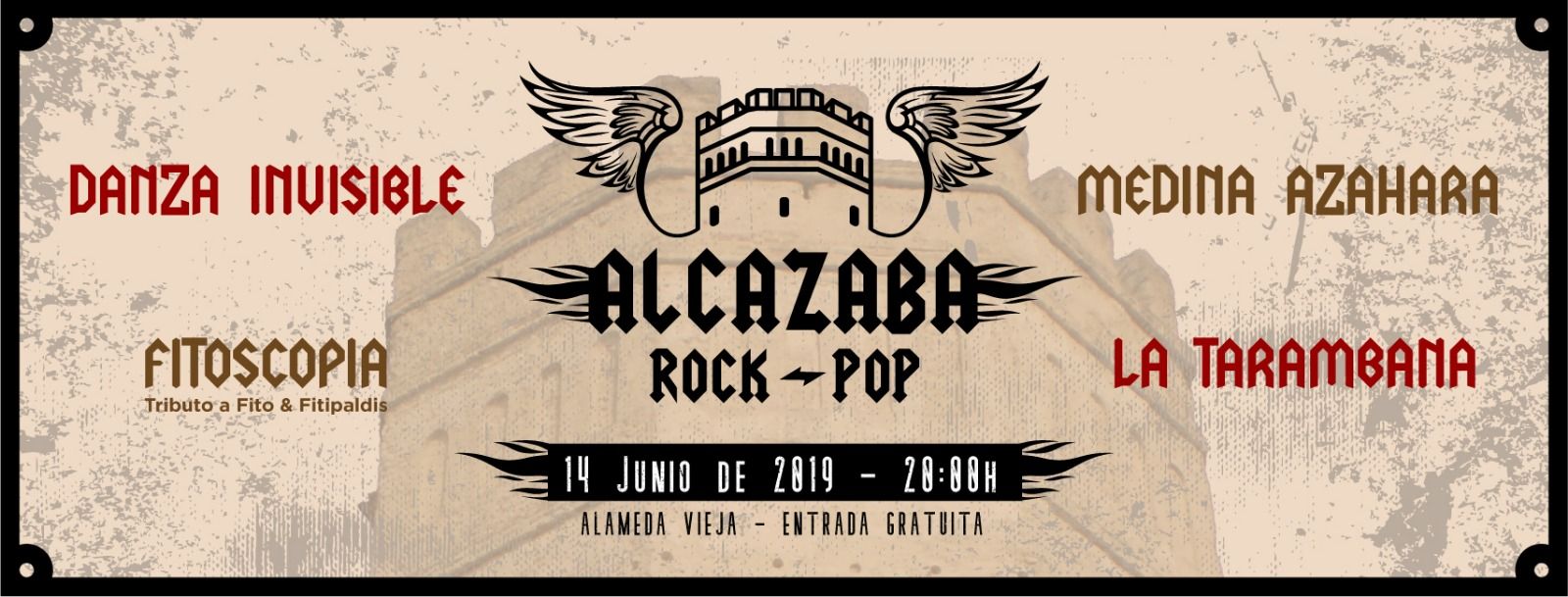 pie Anuncio del Festival Alcazaba Pop Rock, 2019