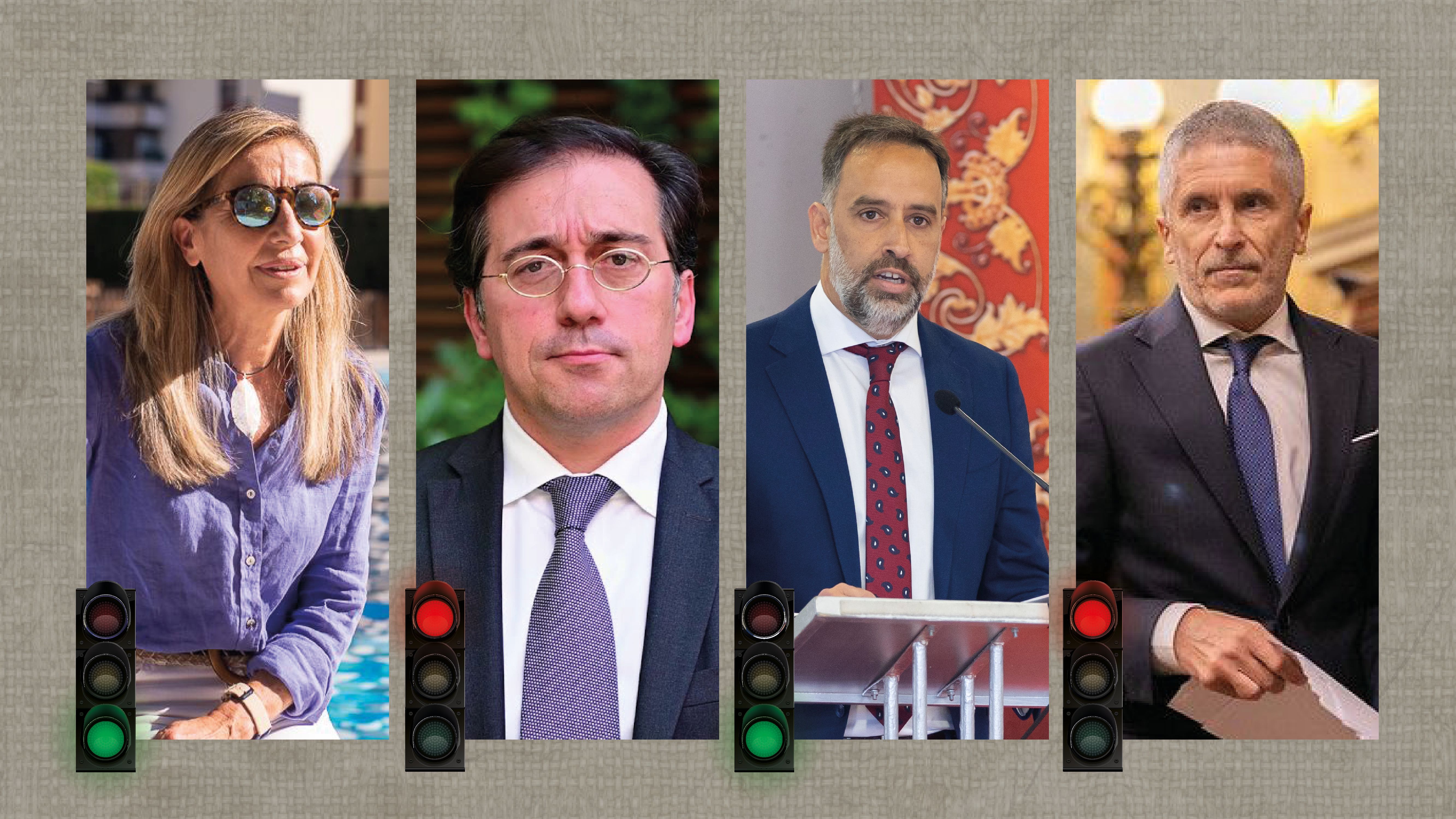 De izda. a dcha. Roxana Sáez, José Manuel Albares, Ramón Galán y Fernando Grande-Marlaska.