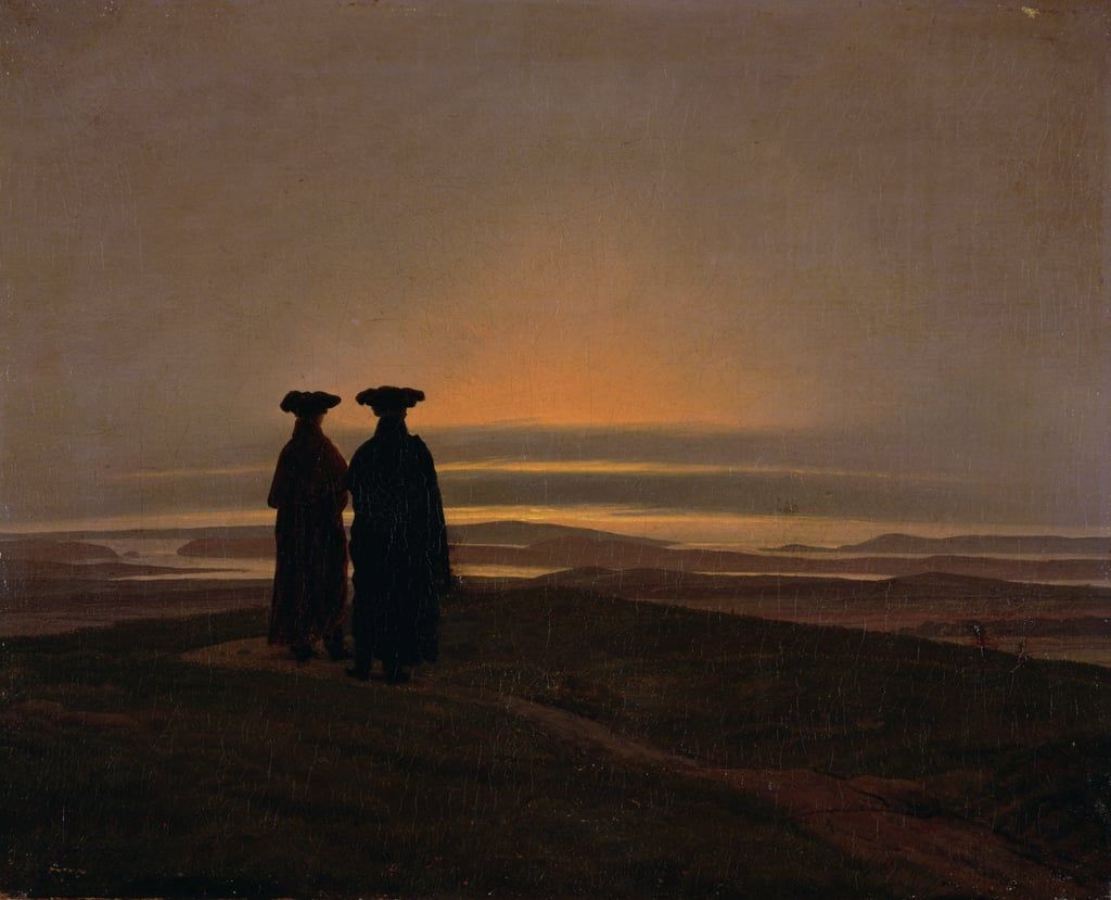 Caspar David Friedrich.  'Sunset (Brothers)'.