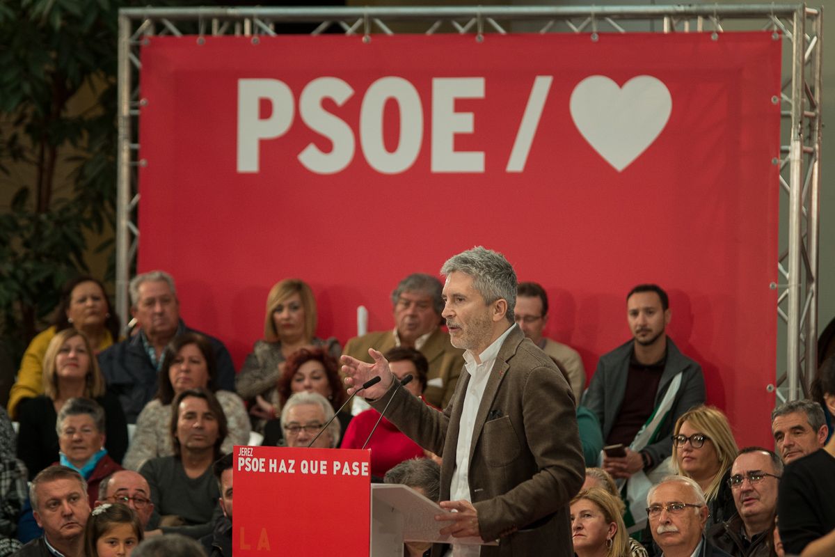 Grande-Marlaska, en un acto electoral del PSOE en Jerez. FOTO: MANU GARCÍA