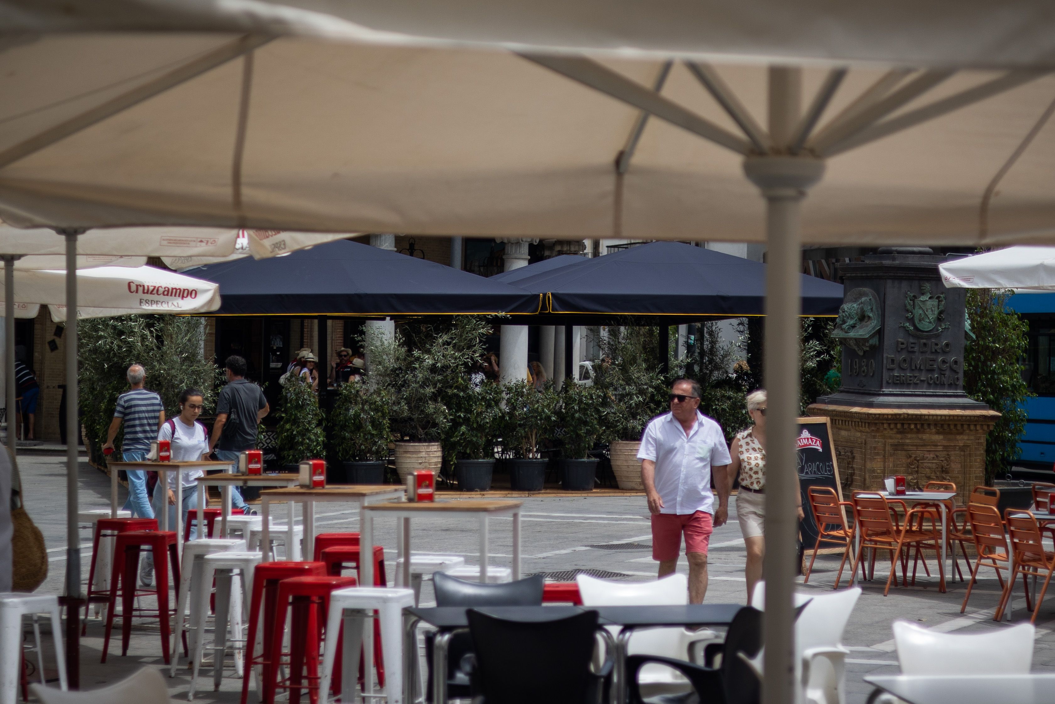 Terrazas en pleno centro de Jerez, en una imagen de este fin de semana.