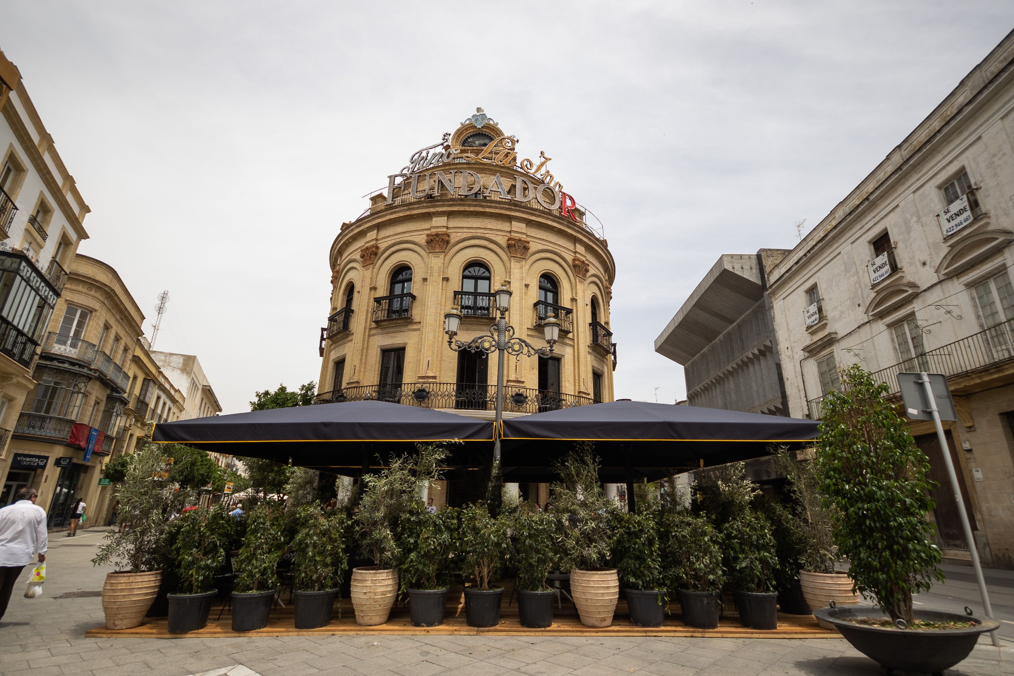 La terraza del Gallo Azul, situada en el centro de Jerez, en una imagen reciente.