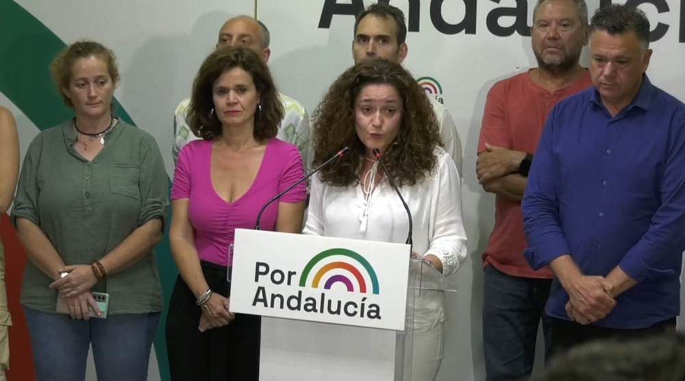 Inmaculada Nieto, candidata de Por Andalucía, analizando los resultados del 19J.