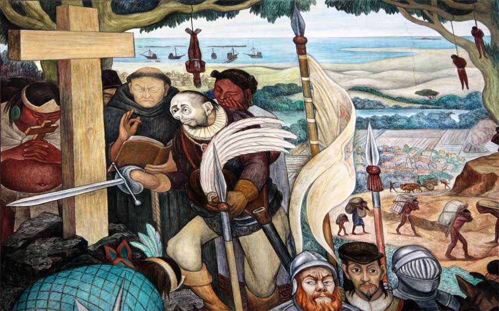 'La llegada de Cortés', por Diego Rivera (1935).'