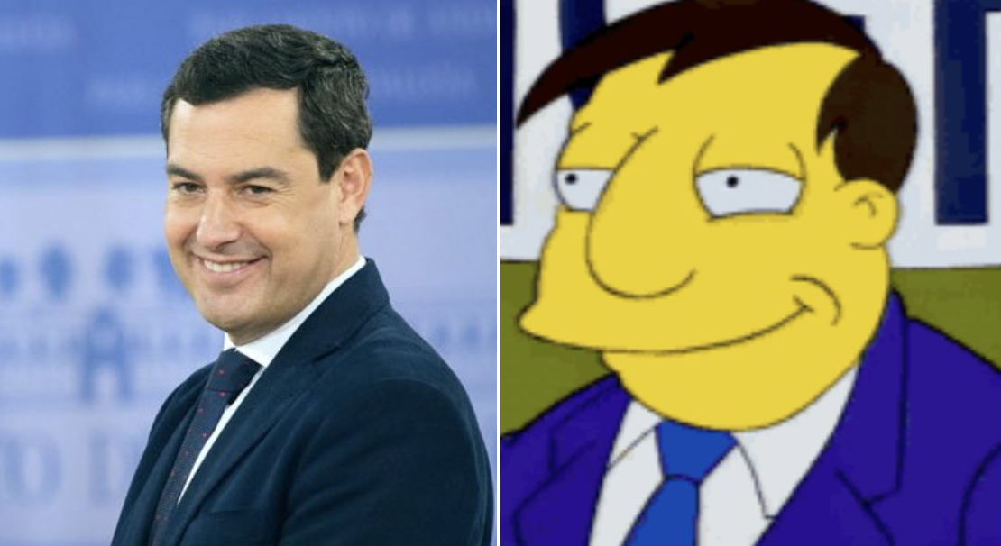 Un usuario de Twitter ha elaborado unos 'parecidos razonables' entre el presidente de la Junta y el alcalde de Los Simpsons.