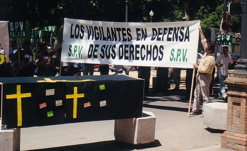 Sindicato profesional de vigilantes en una concentración.