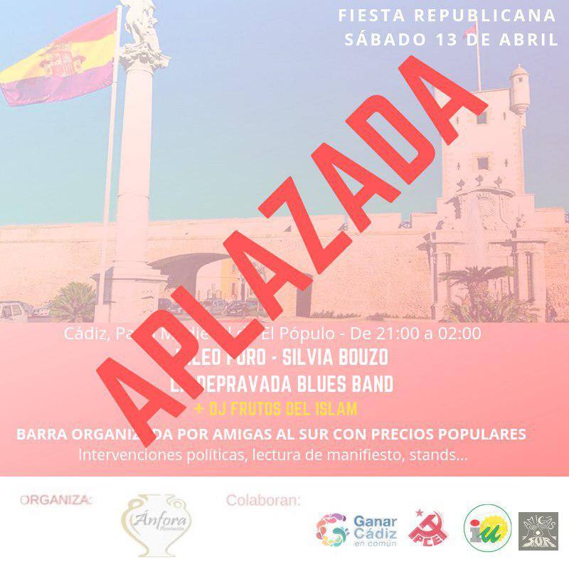 Cartel con el aplazamiento.