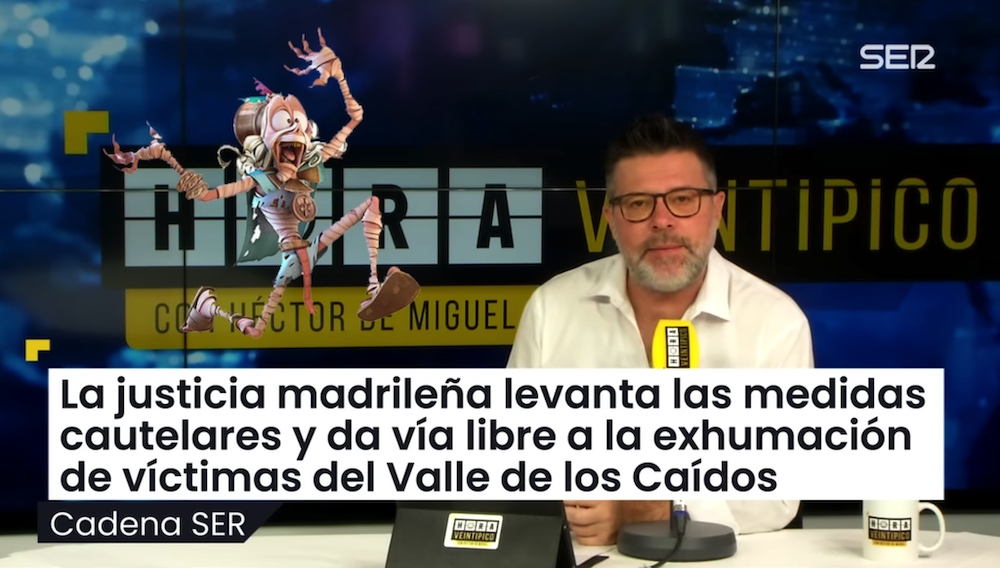 Héctor de Miguel, presentador de 'Hora Veintipico', hablando del Valle de los Caídos.